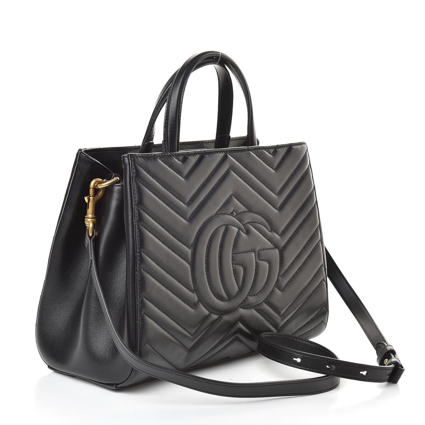 Calfskin Matelasse Small GG Marmont Tote Black