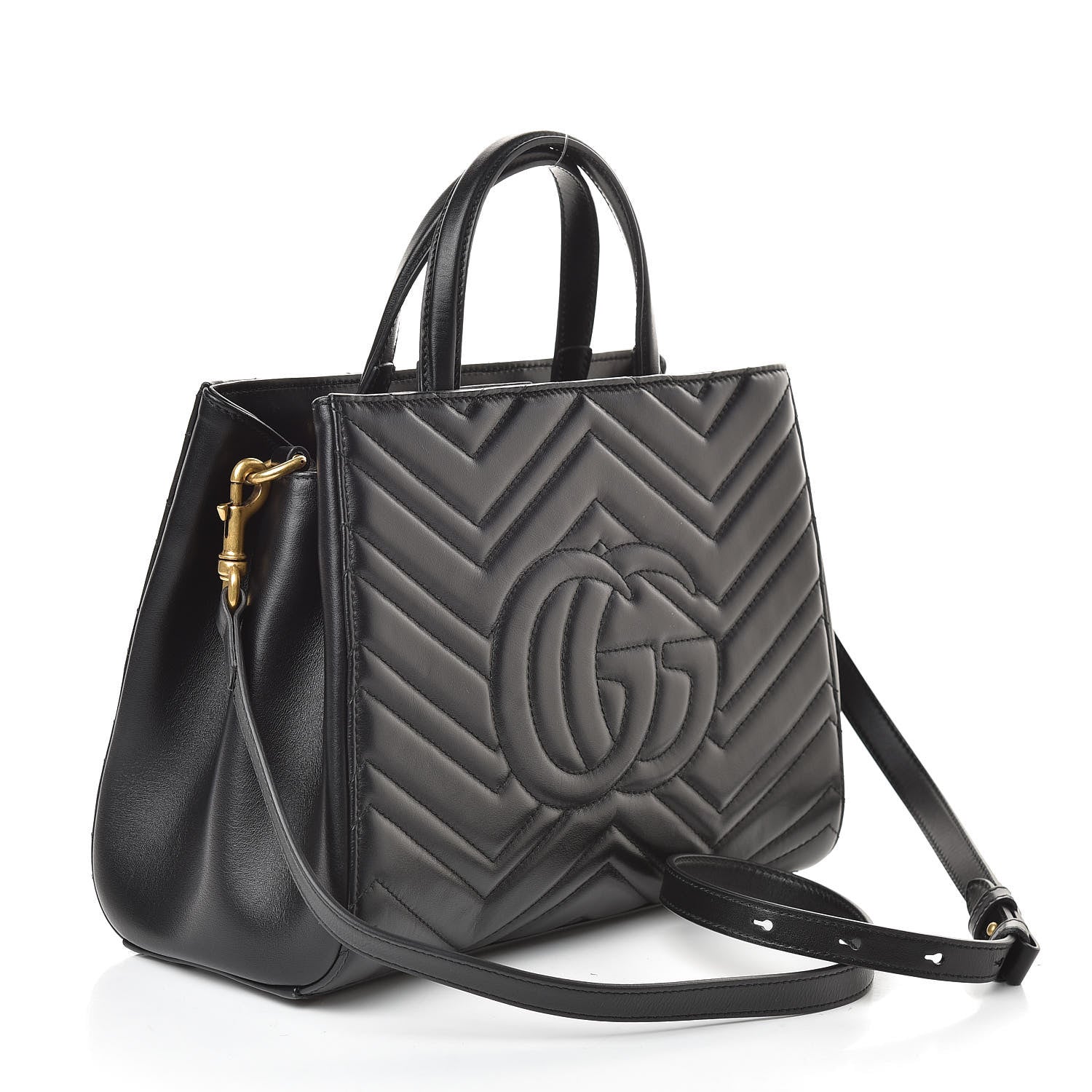 Gucci Calfskin Matelasse Small GG Marmont Tote Black 3 of 10