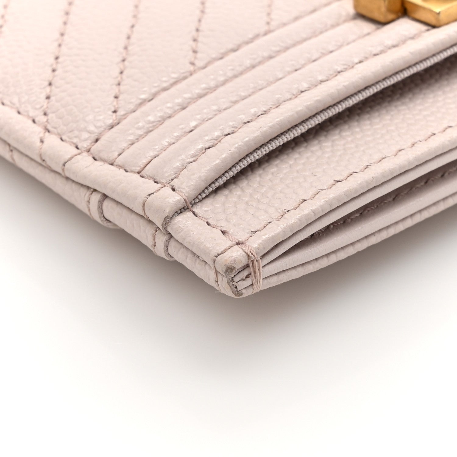 Chanel Caviar Quilted Chevron Boy Card Holder Light Purple 10 of 13