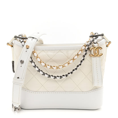 Chanel Aged Calfskin Quilted Small Gabrielle Hobo White 1 of 11