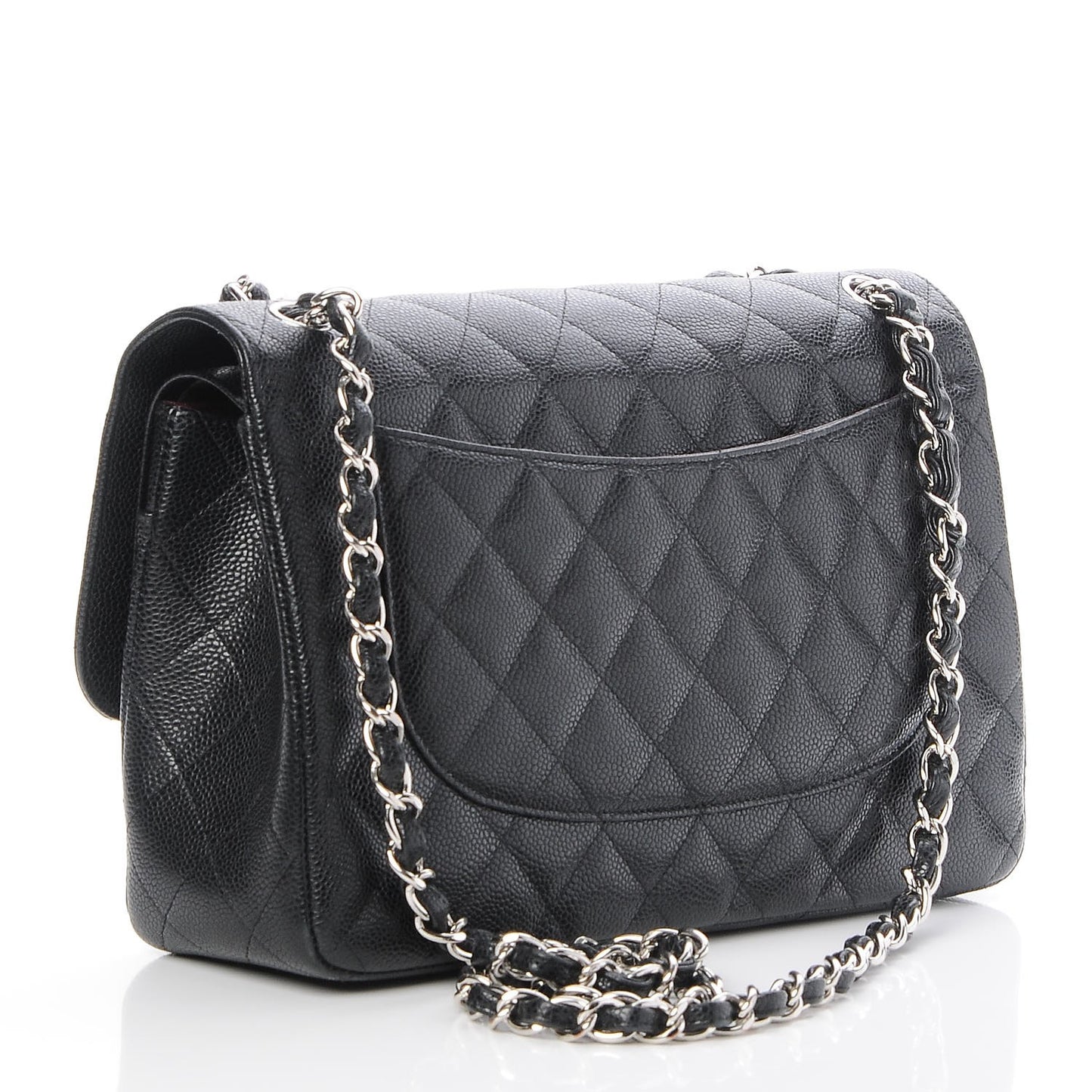 Caviar Quilted Jumbo Double Flap Black