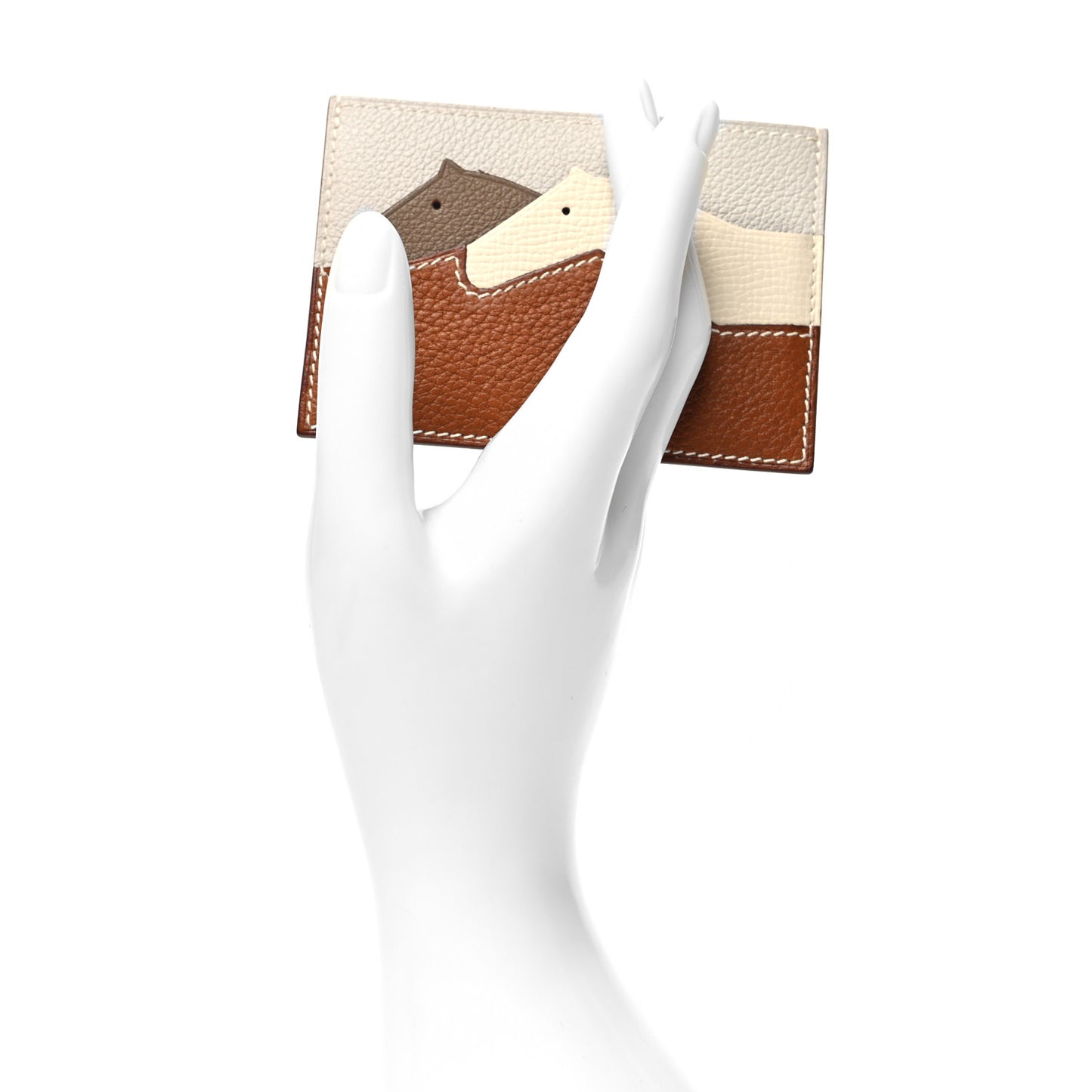 Barenia Faubourg Epsom Evercolor Les Petits Chevaux Card Holder Fauve Craie Beige De Weimar