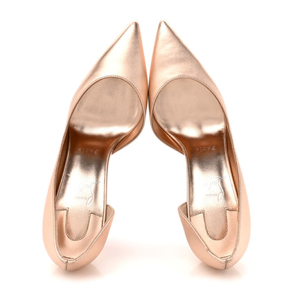 Christian Louboutin Calfskin Laminato Satin Iriza 85 Pumps 37.5 Leche 3 of 20