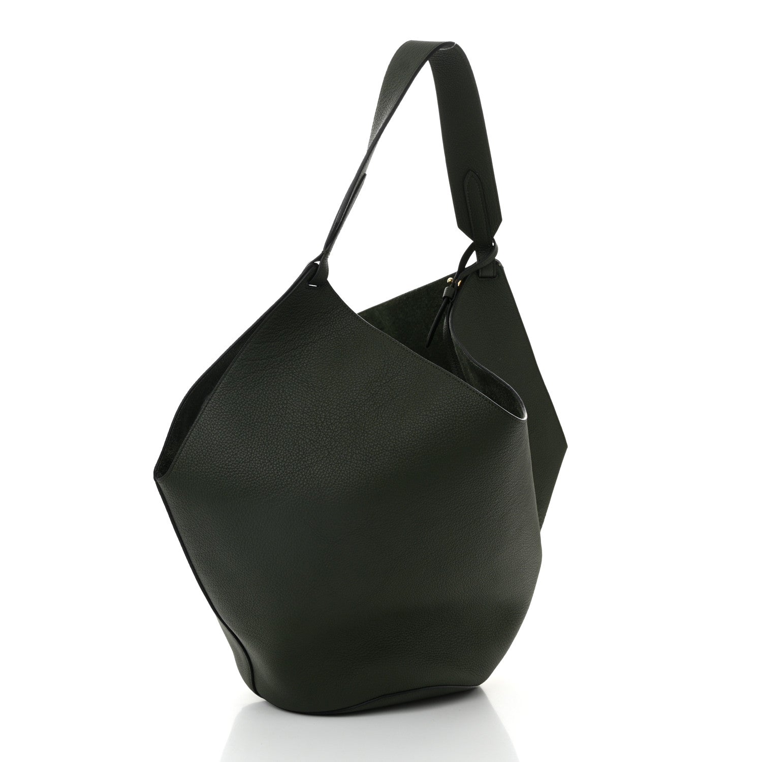 Khaite Pebbled Sport Calfskin Medium Lotus Tote Bottle Green 4 of 10
