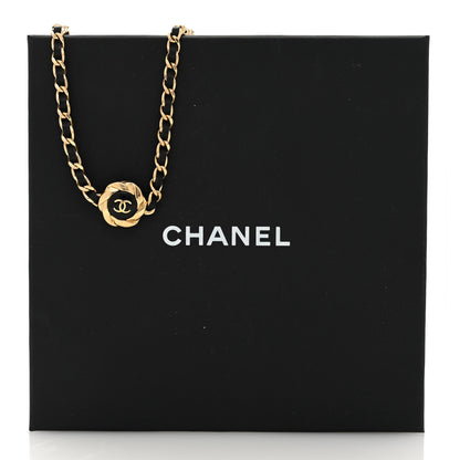Chanel Metal Lambskin Chain CC Choker Necklace Black Gold 5 of 5
