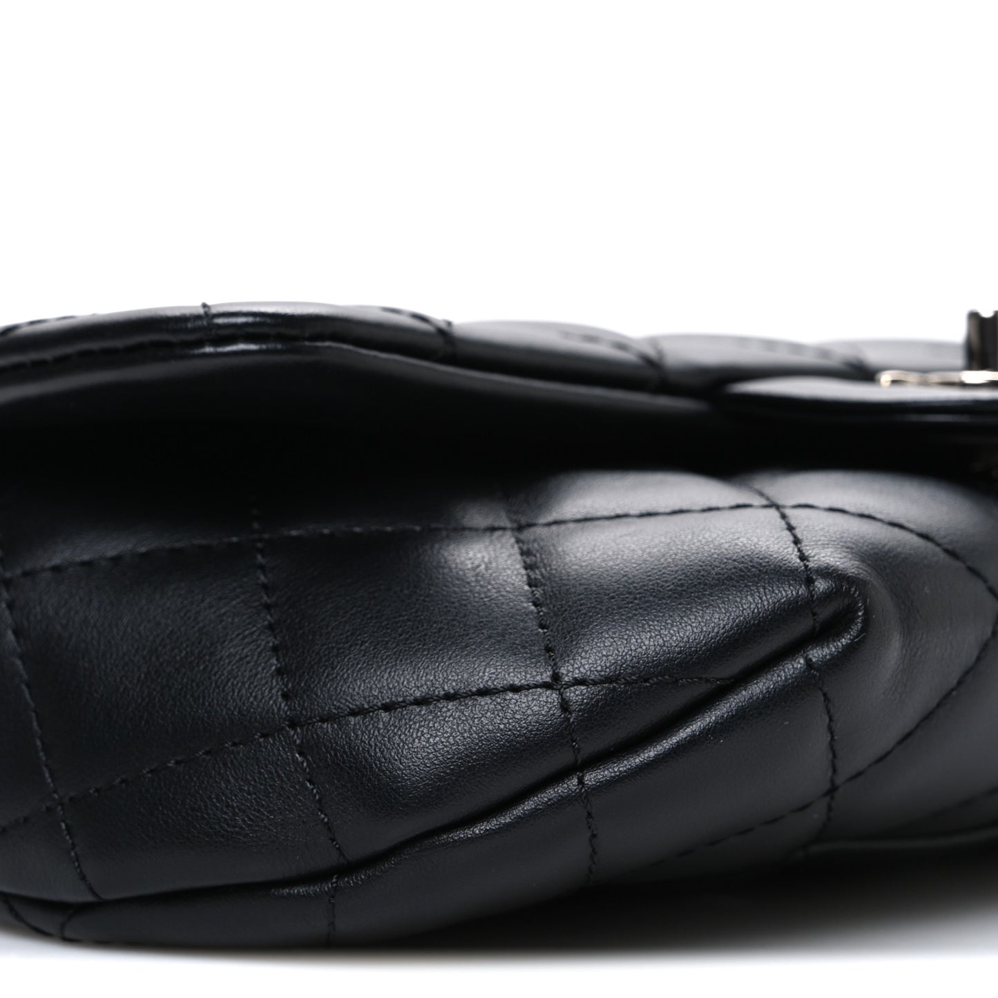 Calfskin Quilted CC Uniform Flap Belt Bag Black
