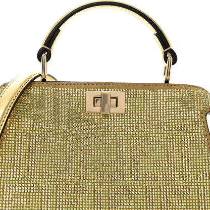 Fendi Crystal Vitello Laminato FF Petite Peekaboo I SEE U Satchel Crystal Platinum Light Gold 10 of 13