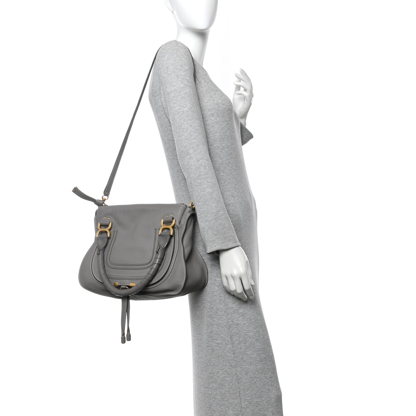 Calfskin Medium Marcie Satchel Cashmere Grey