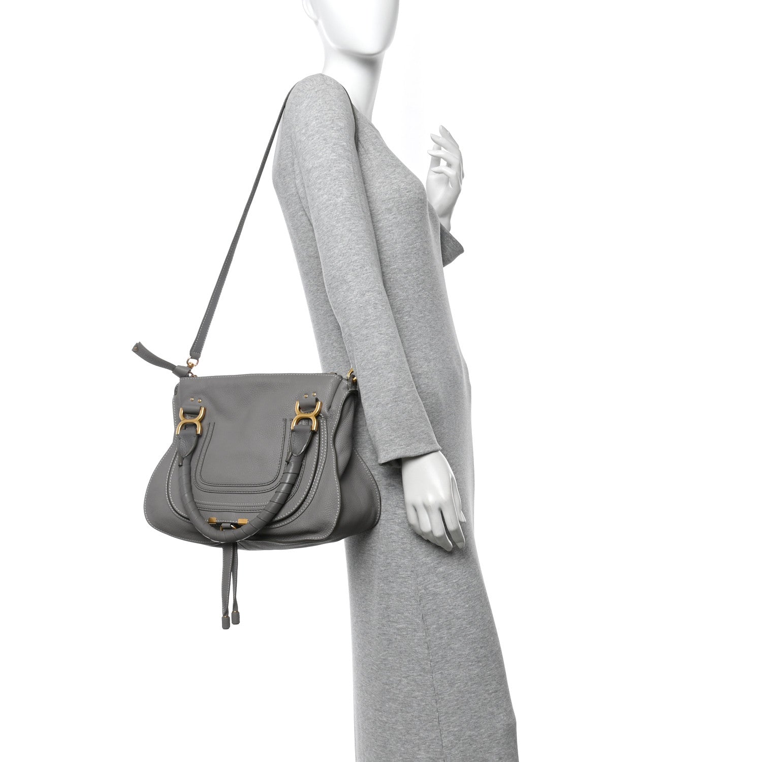 Chloe Calfskin Medium Marcie Satchel Cashmere Grey 2 of 15