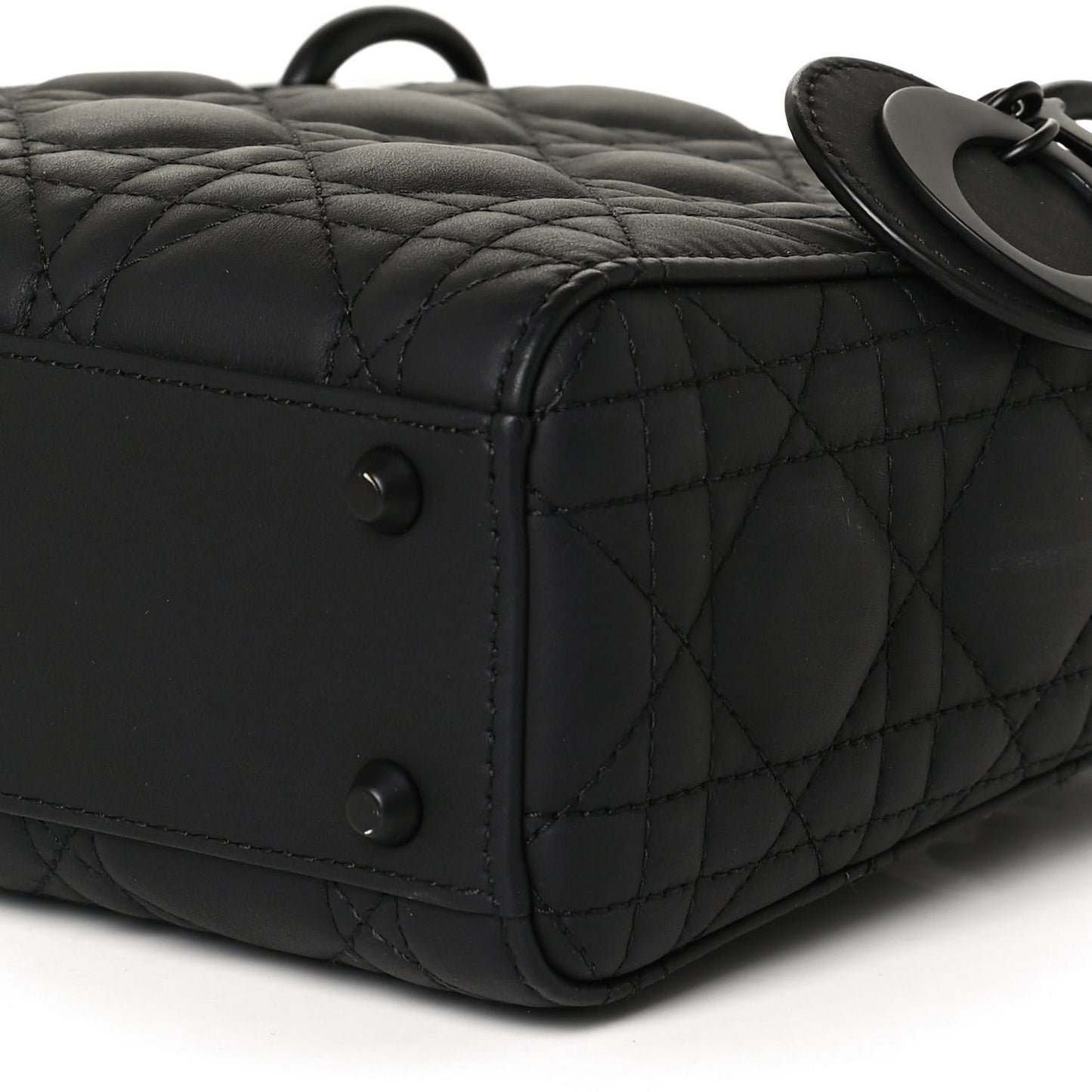 Ultra Matte Calfskin Cannage Mini Lady Dior Black