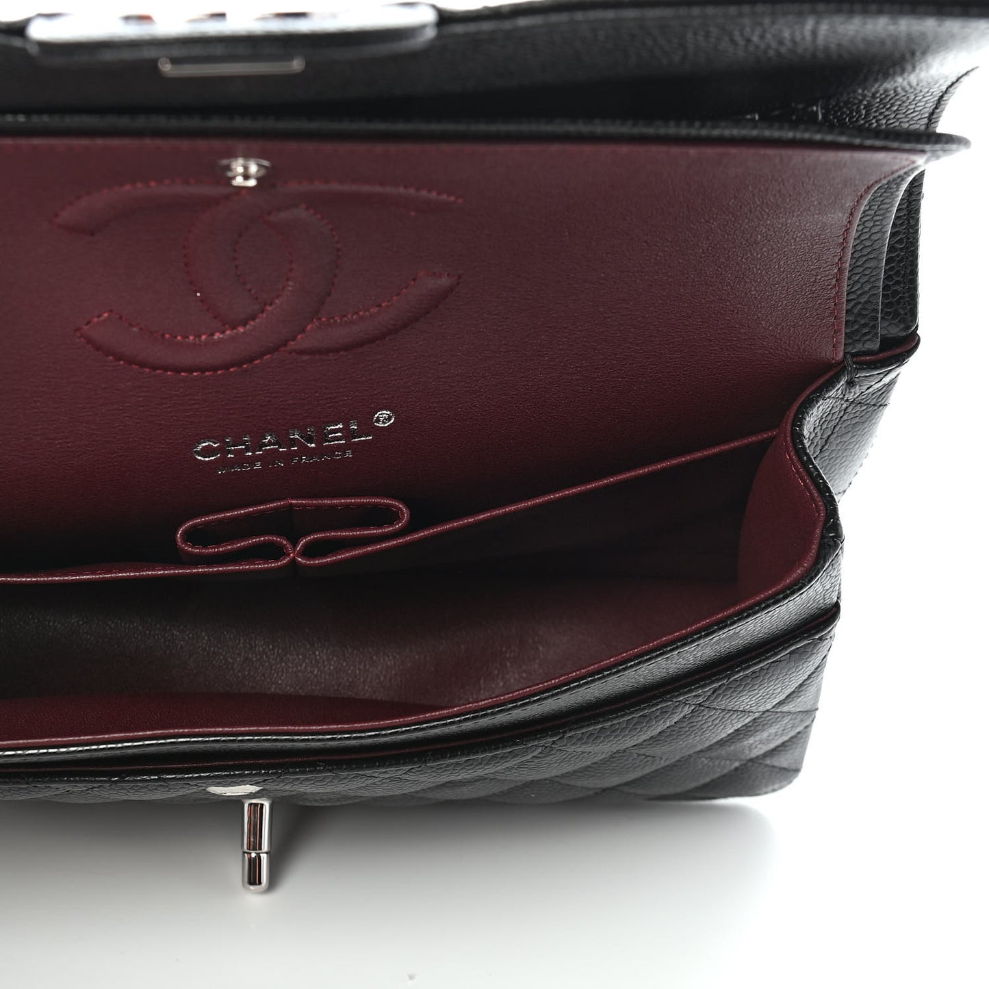 Caviar Quilted Medium Double Flap Black