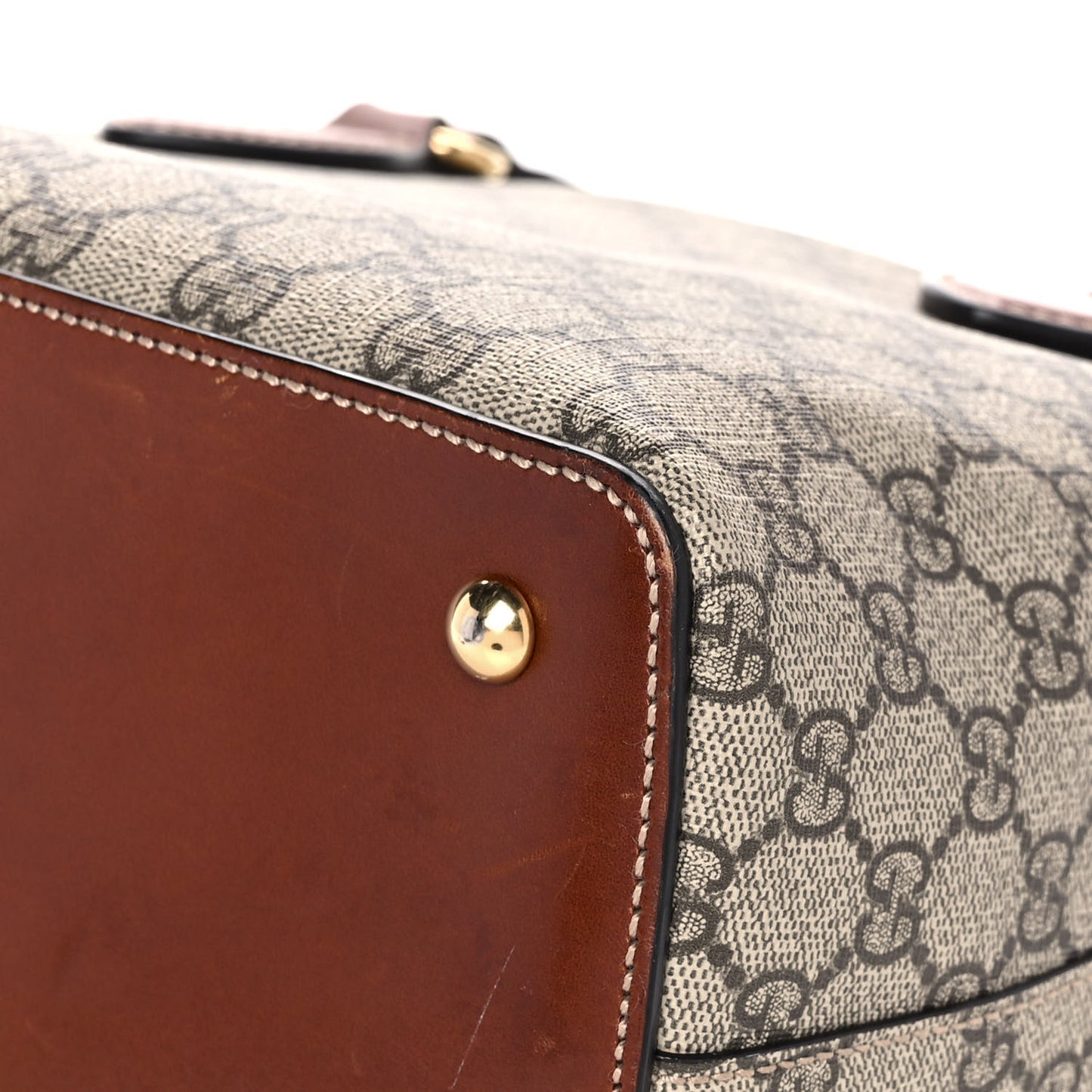 GG Supreme Monogram Linea A Foldover Tote Brown