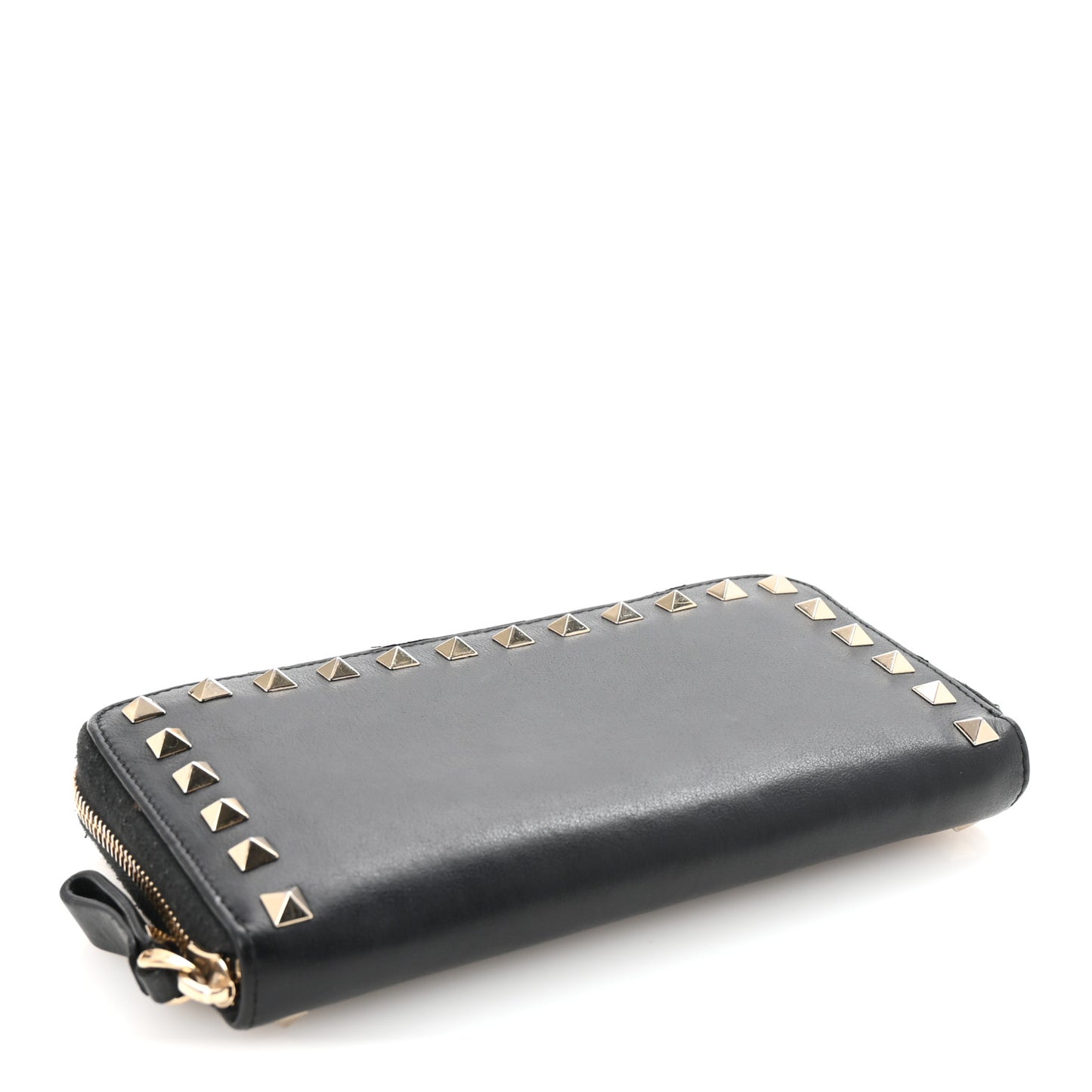 Vitello Rockstud Zip Around Wallet Black