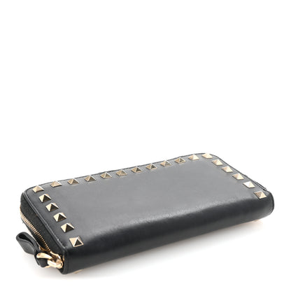 Valentino Garavani Vitello Rockstud Zip Around Wallet Black 4 of 6