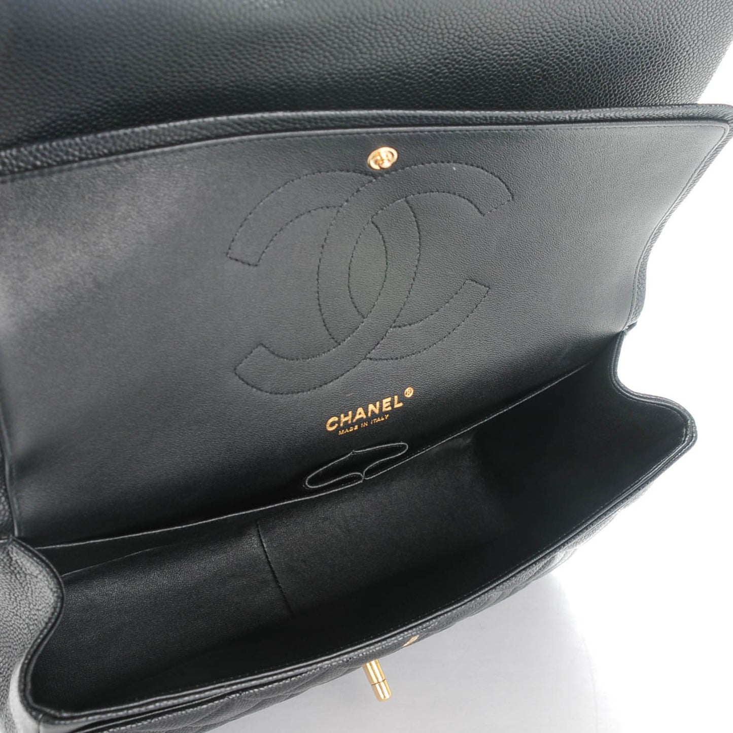 Caviar Quilted Jumbo Double Flap Black