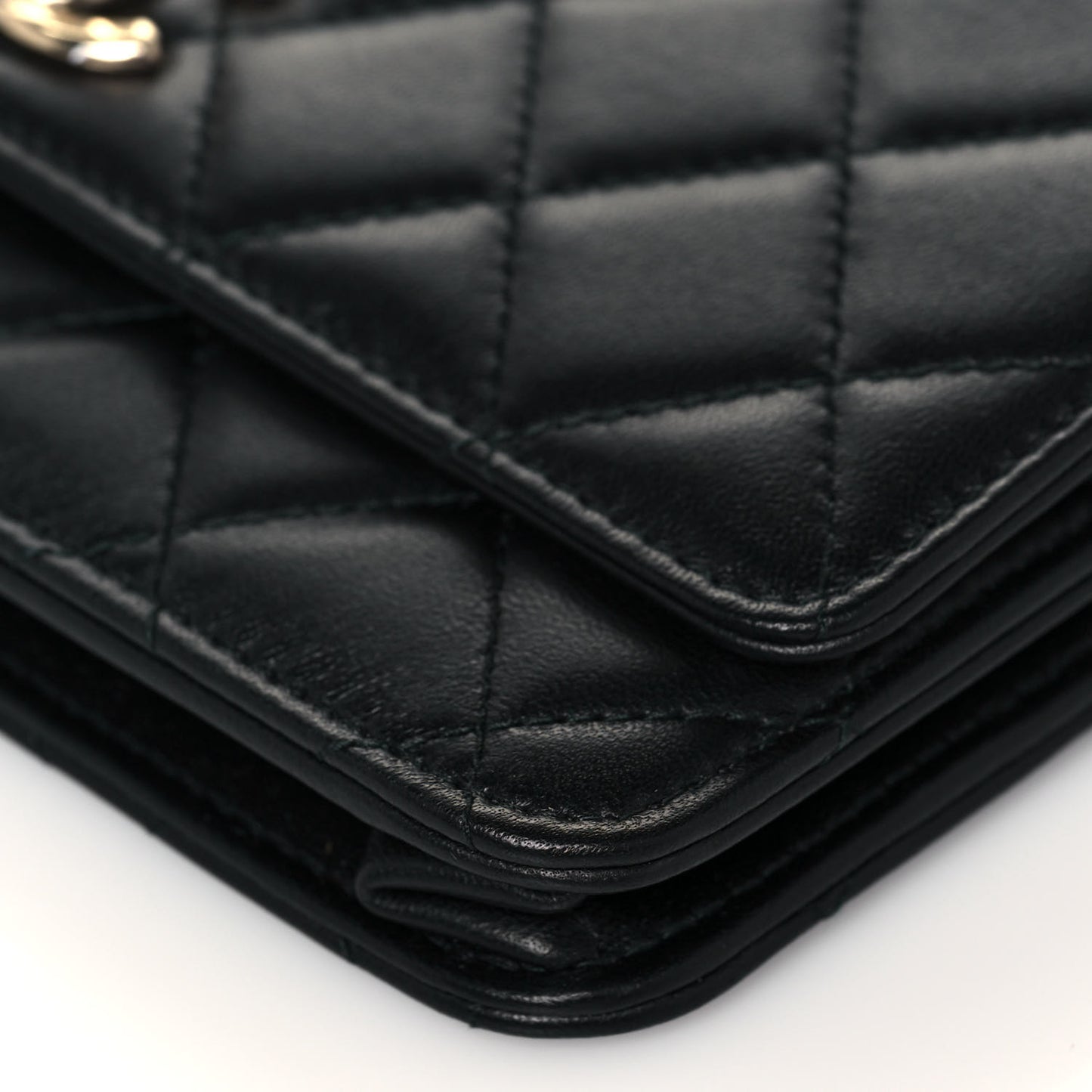 Lambskin Quilted Trendy CC Wallet On Chain WOC Black