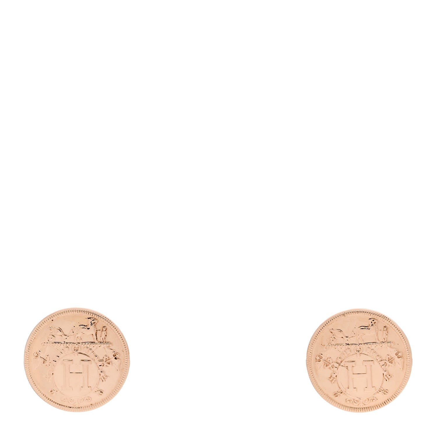 Hermes 18K Rose Gold TPM Ex-Libris Stud Earrings 1 of 5