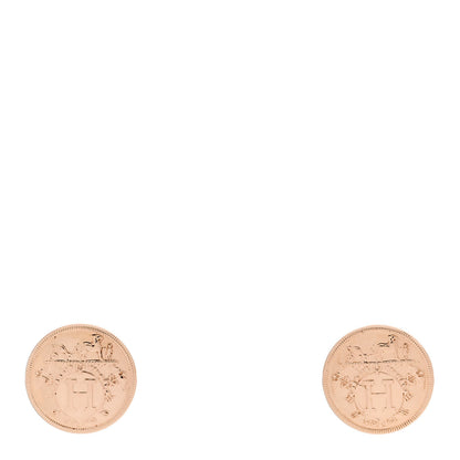 Hermes 18K Rose Gold TPM Ex-Libris Stud Earrings 1 of 5