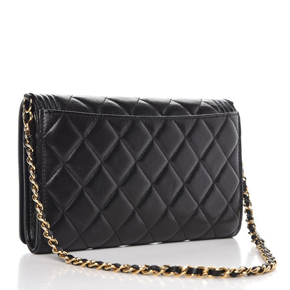 Chanel Lambskin Quilted Boy Wallet On Removable Chain WOC Black 4 of 19