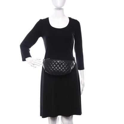 Chanel Lambskin Quilted Banane Waist Bag Fanny Pack Black 2 of 18