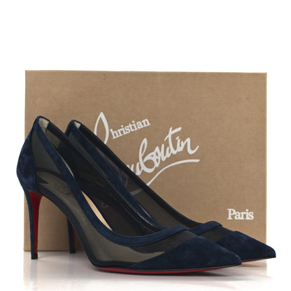 Christian Louboutin Veau Velours Rete Galativi 100 Pumps 40 Navy 8 of 8