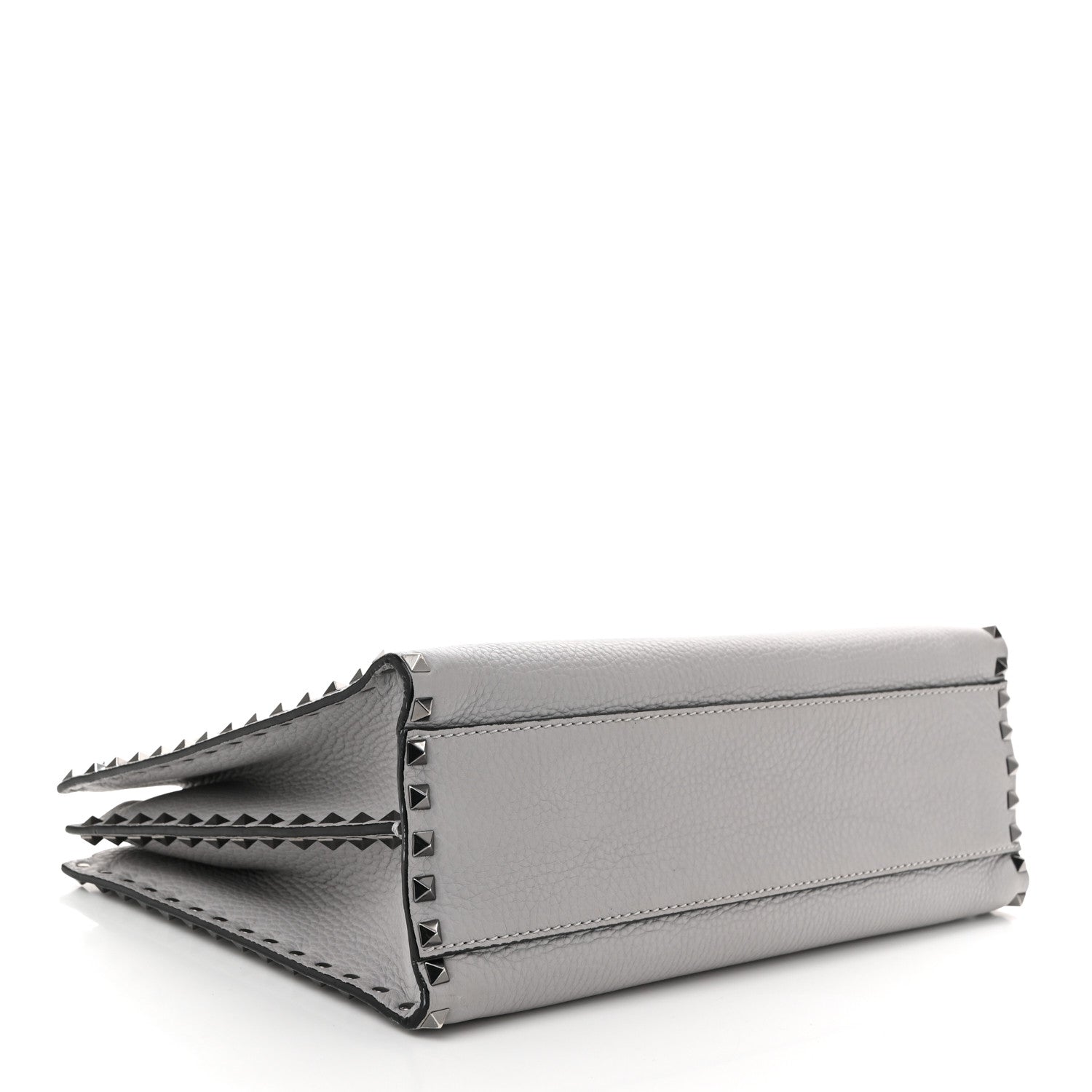 Valentino Garavani Grained Calfskin Medium Rockstud Double Handle Horizontal Tote Pastel Grey 4 of 11