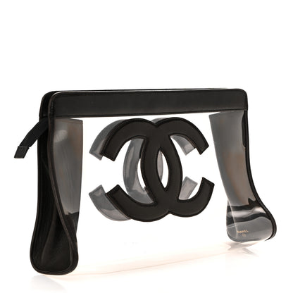 Chanel Vinyl CC Logo Cosmetic Pouch Black 2 of 10