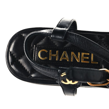 Chanel Lambskin Grosgrain Camellia Thong Sandals 37 Black 9 of 9