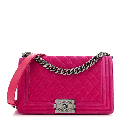 Chanel Velvet Quilted Medium Boy Flap Fuchsia 1 of 10
