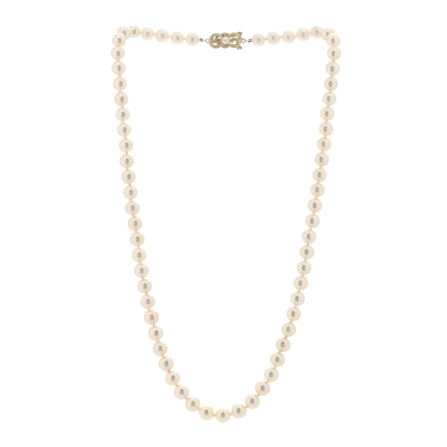 Mikimoto 18K Yellow Gold Akoya Pearl 7mm Strand Necklace 20" 2 of 3