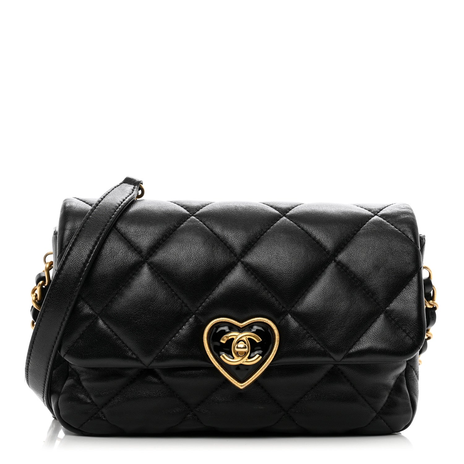 Chanel Lambskin Plexiglass Quilted Coco Love Flap Black 1 of 10