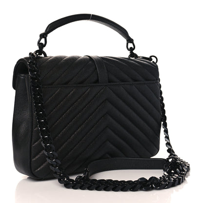 Saint Laurent Sheepskin Matelasse Chevron Monogram Monochrome Medium College Bag Black 2 of 9