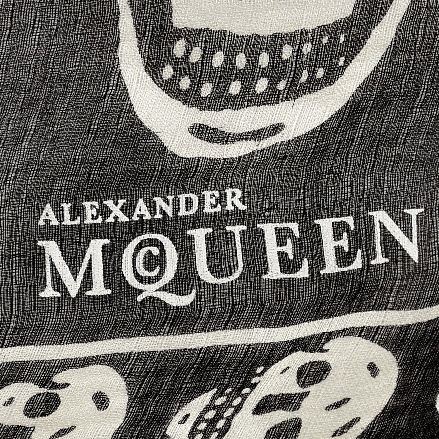 Alexander McQueen Silk Chiffon Skull Scarf Black Ivory 3 of 6
