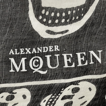 Alexander McQueen Silk Chiffon Skull Scarf Black Ivory 3 of 6