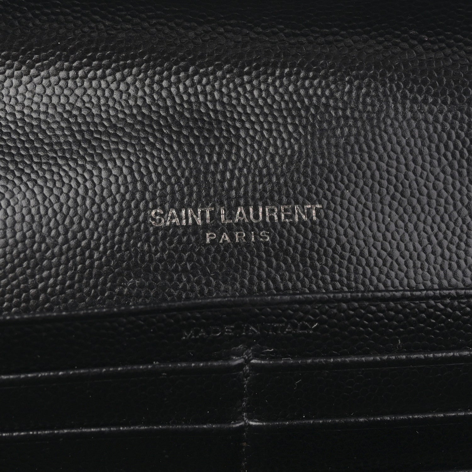 Saint Laurent Grain De Poudre Matelasse Chevron Monogram Flap Wallet Black 6 of 8