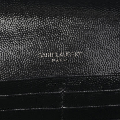 Saint Laurent Grain De Poudre Matelasse Chevron Monogram Flap Wallet Black 6 of 8