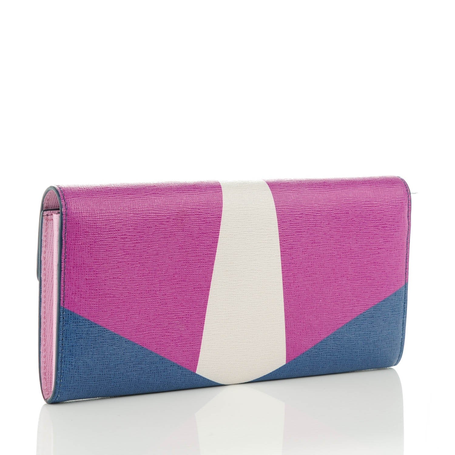 Fendi Vitello Elite Crystal Eye Monster Continental Wallet Cobalt Lavender Pink 3 of 7