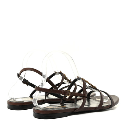 Saint Laurent Calfskin Cassandra Monogram Sandals 41 Moro 7 of 21