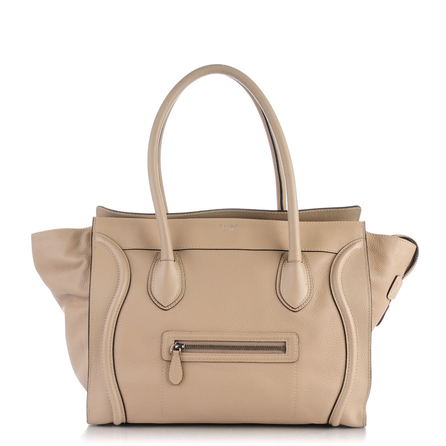 Drummed Calfskin Shoulder Luggage Dune