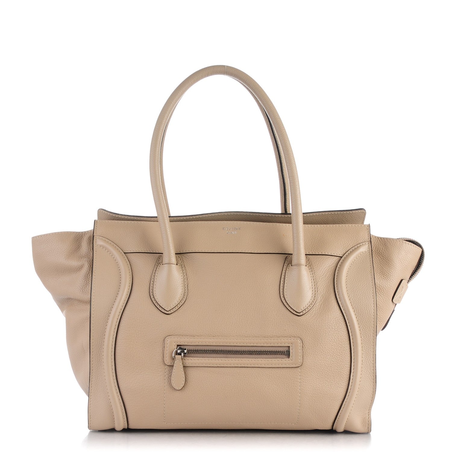 Celine Drummed Calfskin Shoulder Luggage Dune 1 of 10