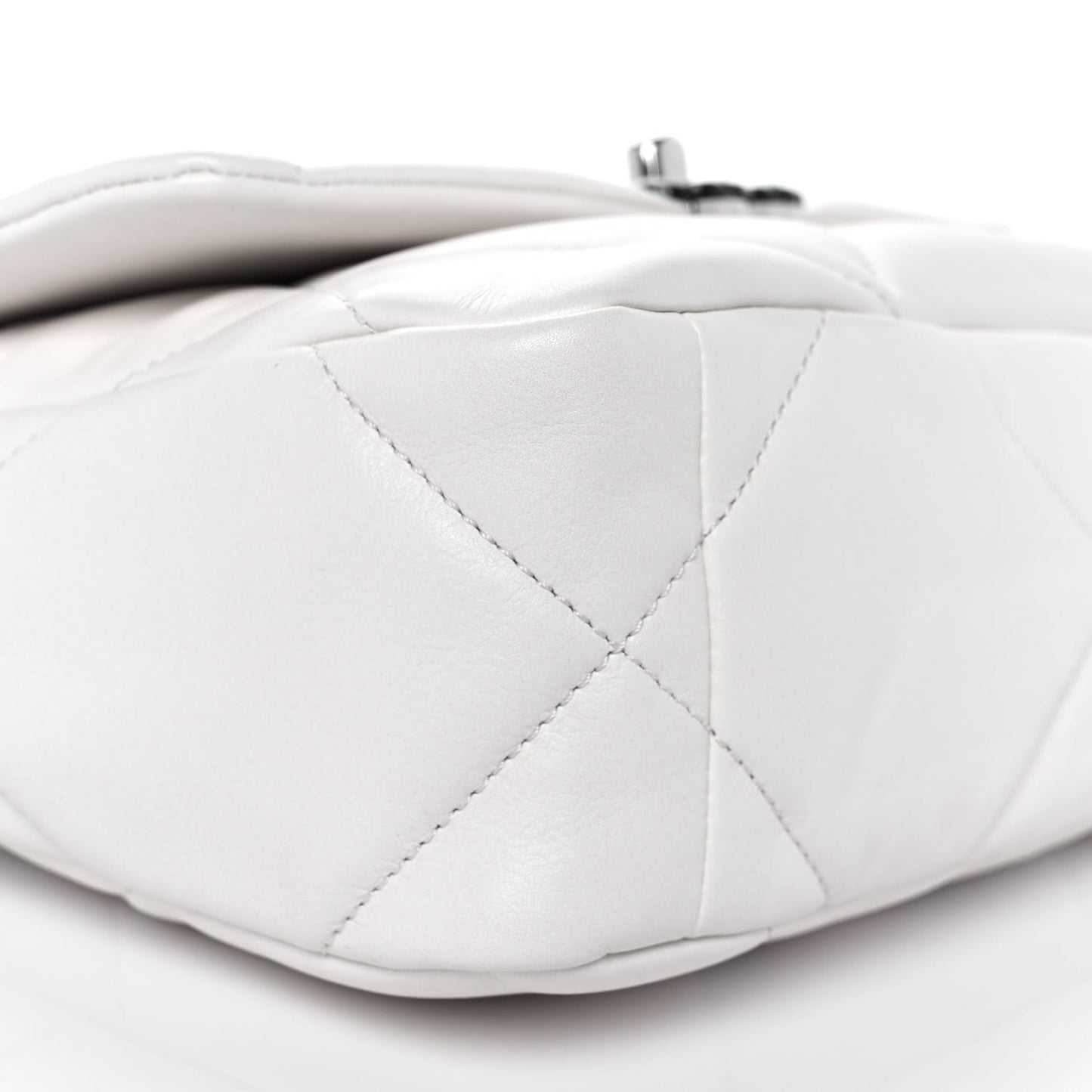 Glossy Calfskin Quilted Medium Chanel 19 Flap White Black