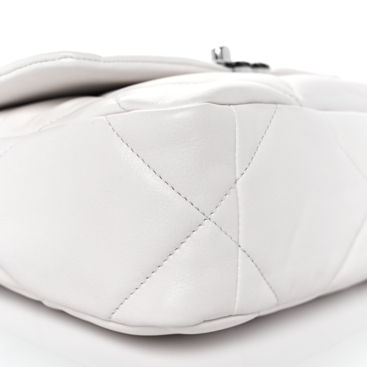 Chanel Glossy Calfskin Quilted Medium Chanel 19 Flap White Black 8 of 10