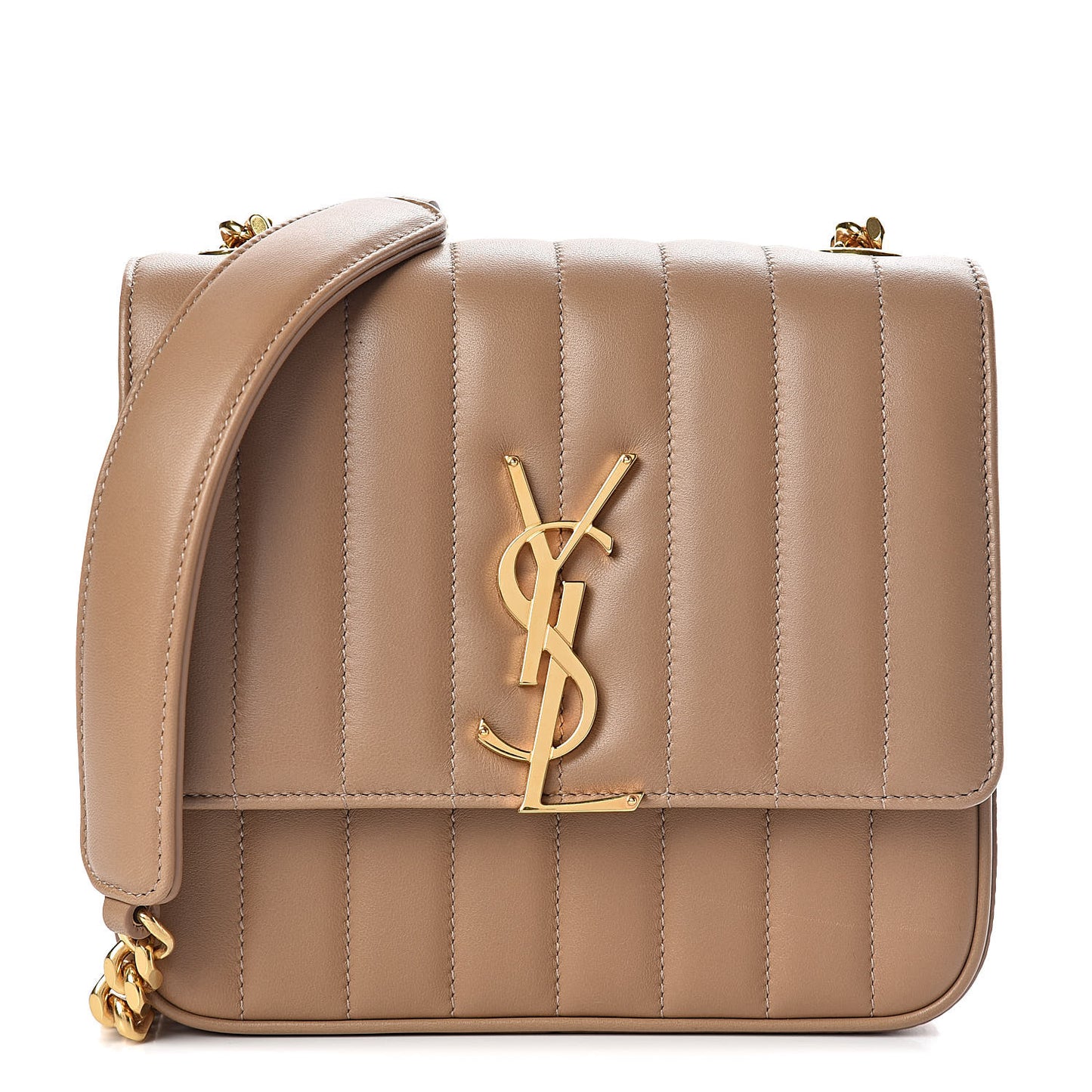 Lambskin Matelasse Monogram Medium Vicky Chain Bag Brown