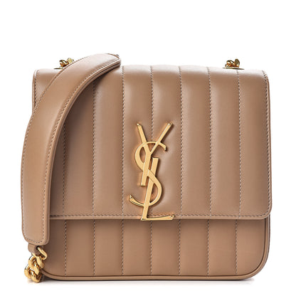 Saint Laurent Lambskin Matelasse Monogram Medium Vicky Chain Bag Brown 1 of 10