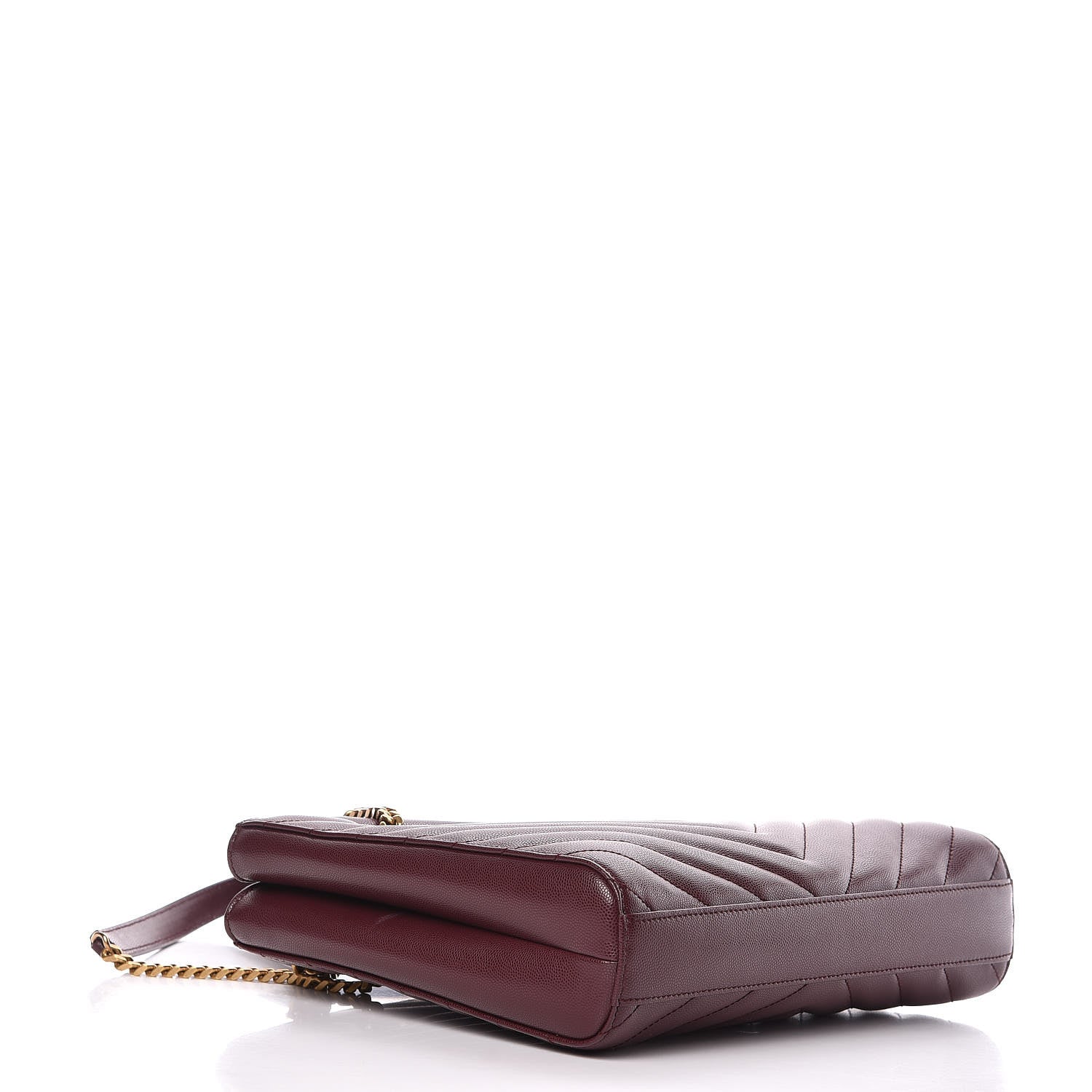 Saint Laurent Grain de Poudre Matelasse Chevron Small Tribeca Shopping Bag Garnet 4 of 10