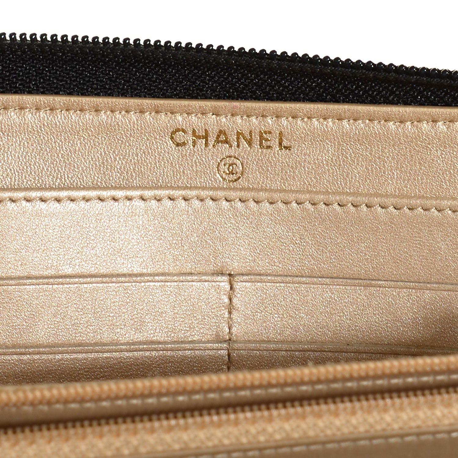 Chanel Lambskin Camellia Embossed Large Zip Around Gusset Wallet Black 6 of 9