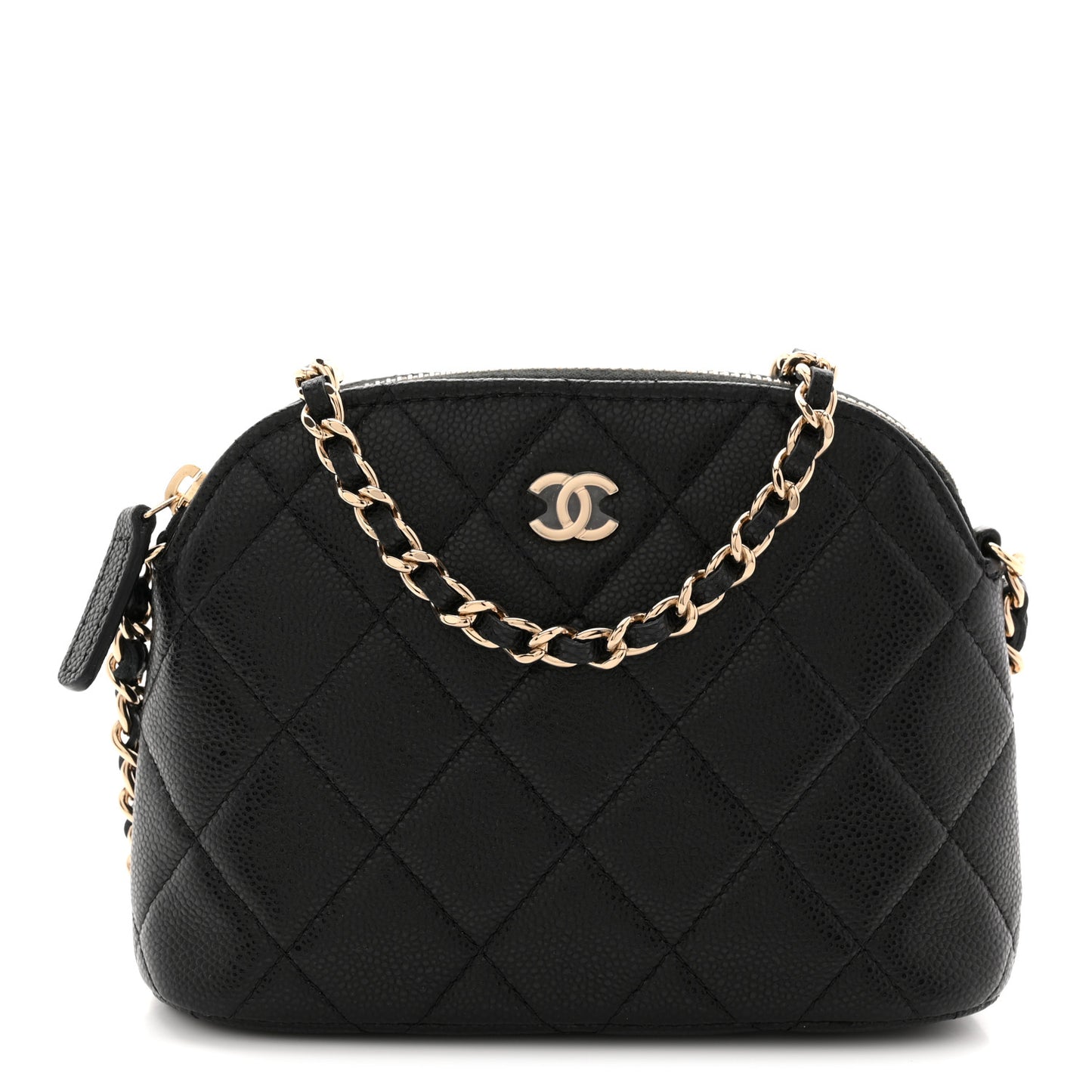 Caviar Quilted Classic Clutch With Chain Black
