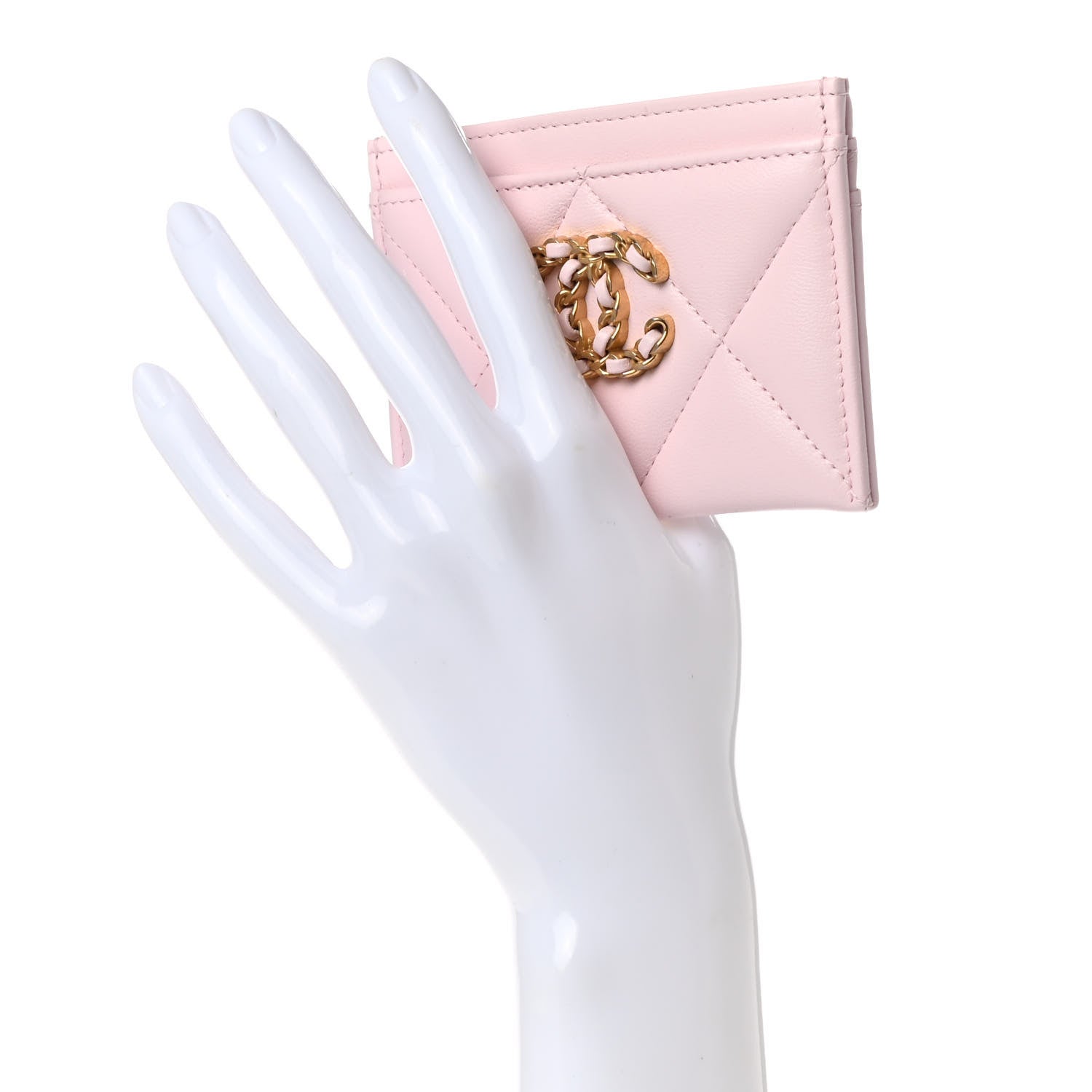 Chanel Lambskin Quilted Chanel 19 Card Holder Light Pink 2 of 7