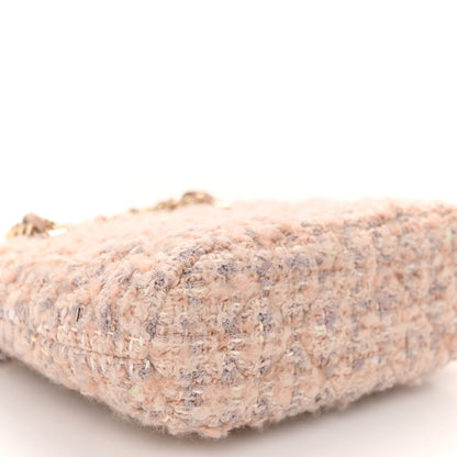 Chanel Cotton Wool Tweed Sequin Quilted Shiny Coco Clutch With Chain Light Pink Beige Ecru 9 of 10