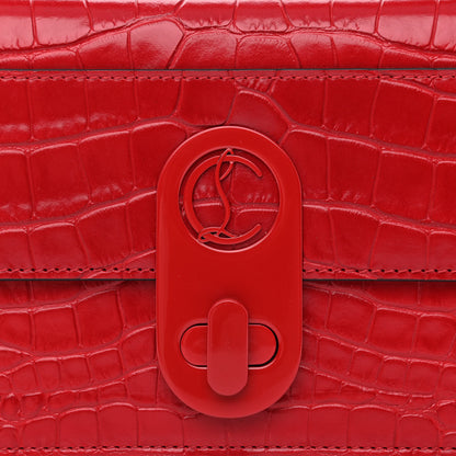 Christian Louboutin Calfskin Alligator Embossed Elisa Baguette Red 7 of 9